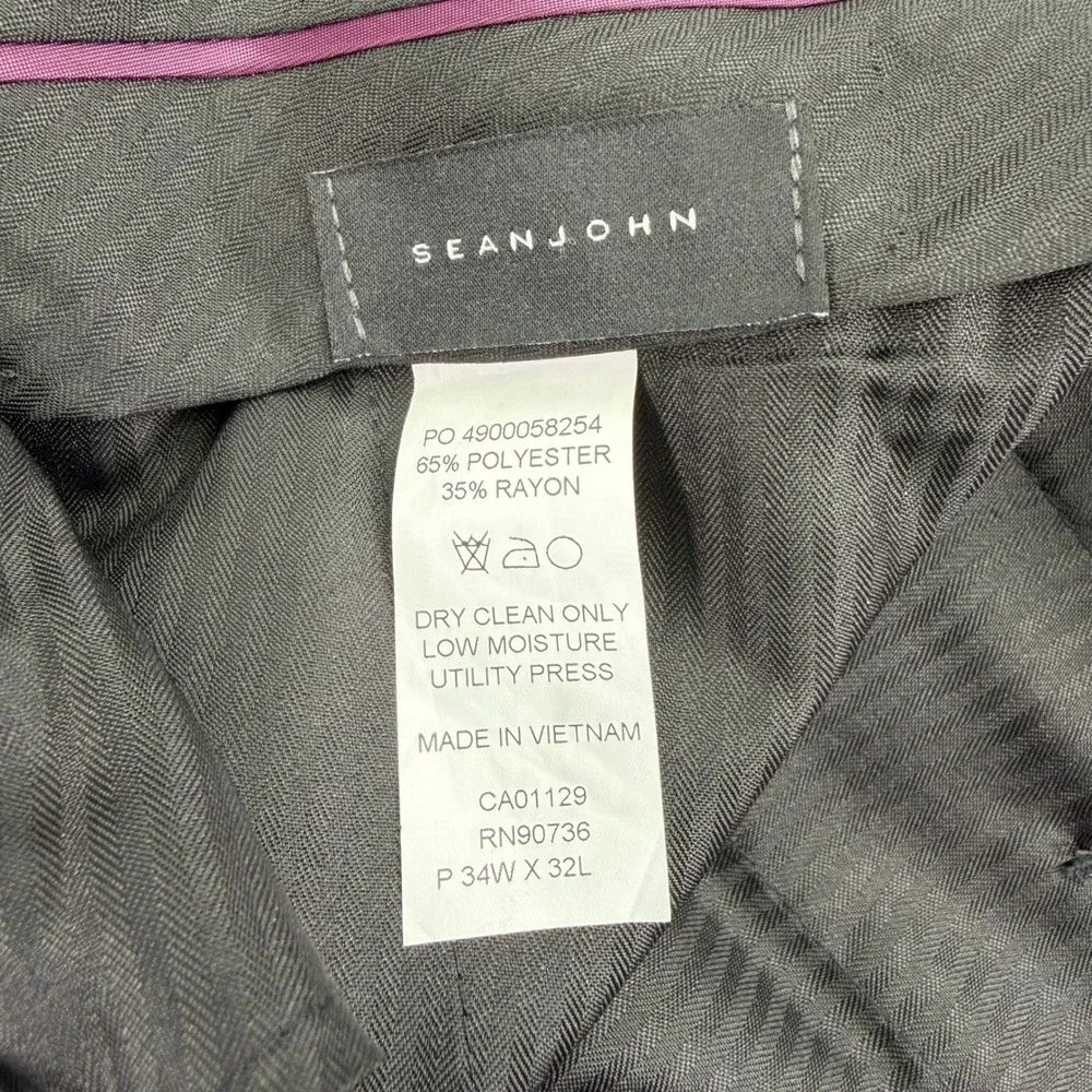 Sean John Dress Pants Mens 34x32 (Fits 34x33) Grey Flat Front Trousers